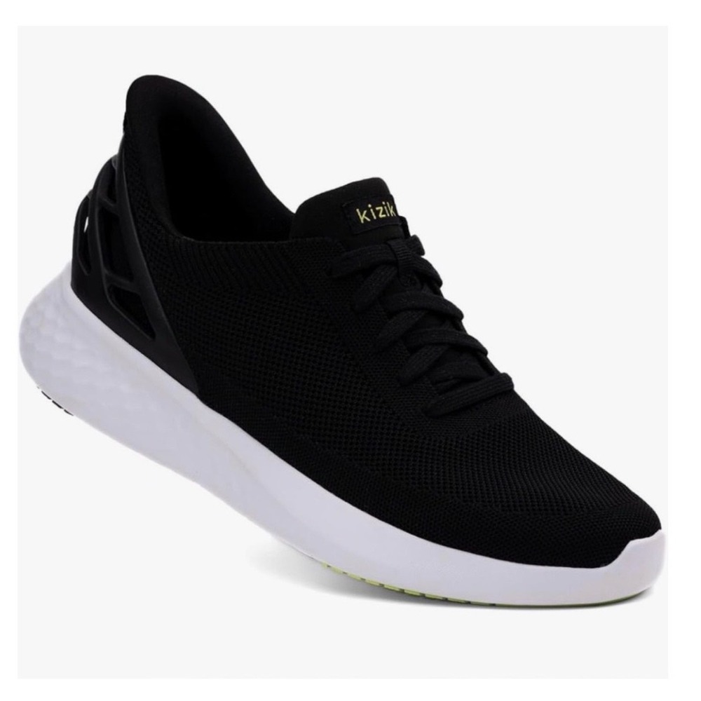 Kizik Athens Sneaker Mens 8 Wide Womens 9.5 Wide Black Slip On Hands-Free Mesh